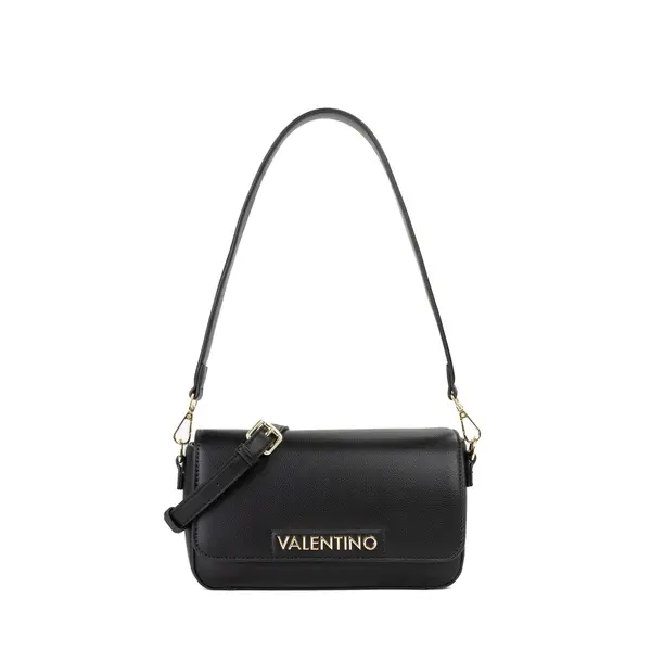 Leather Flap Shoulder Bag with Detachable Logo Crossbody Strap Image