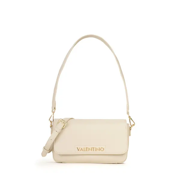 Leather Flap Shoulder Bag with Detachable Logo Crossbody Strap