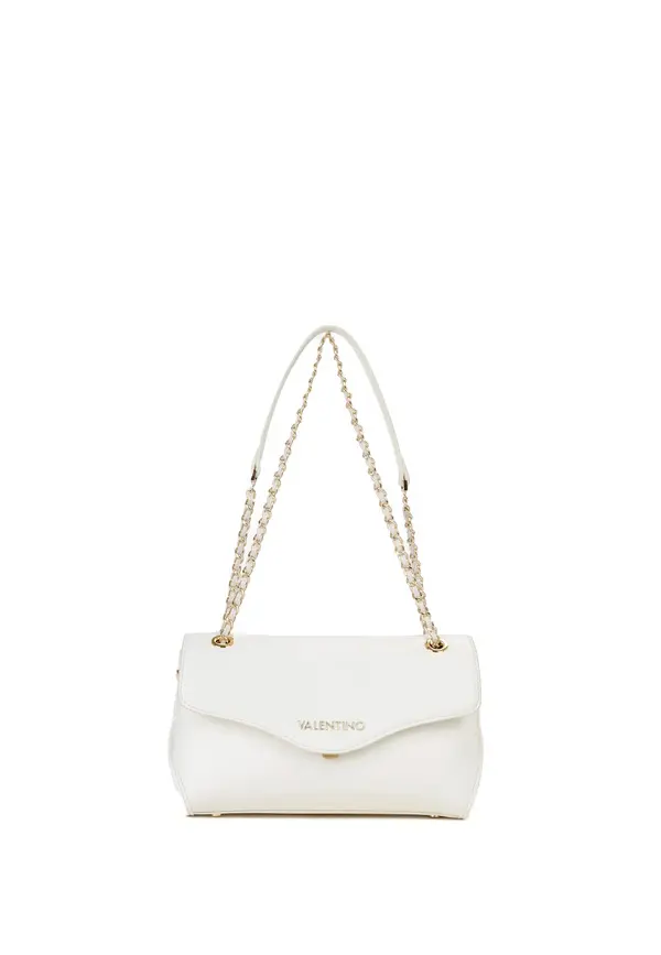 Envelope Flap Shoulder Bag with Interwoven Gold Chain Strap