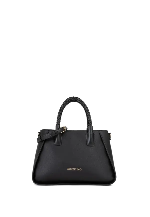 Saffiano Trapeze Tote Bag with Braided Top Handle Image
