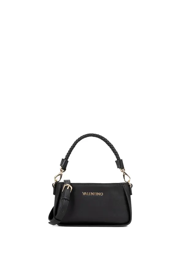 Saffiano Small Baguette Shoulder Bag with Braided Top Handle Image