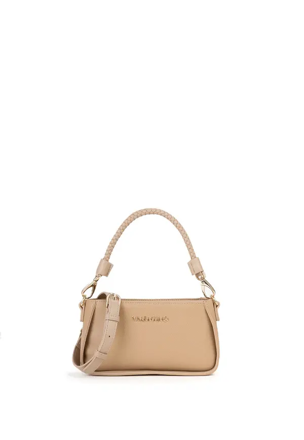 Saffiano Small Baguette Shoulder Bag with Braided Top Handle