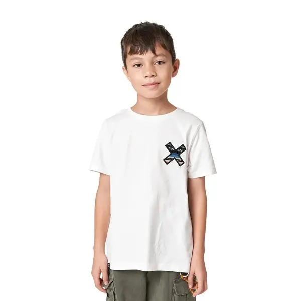 Kids Neutral White Ethno-X Graphic Short Sleeve T-Shirt Image