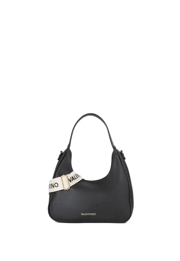 Pebbled Hobo Shoulder Bag with Logo-Embossed Shoulder Strap Image