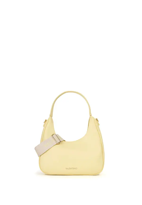 Pebbled Hobo Shoulder Bag with Logo-Embossed Shoulder Strap