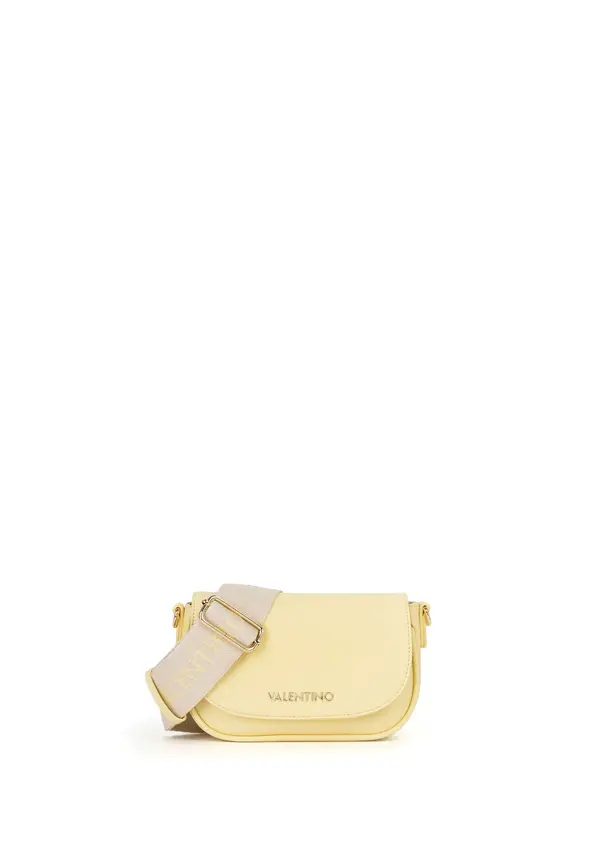 Leather Crossbody Flap Bag with Woven Logo Strap