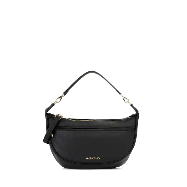 Leather Hobo Shoulder Bag  with Woven Logo Shoulder Strap