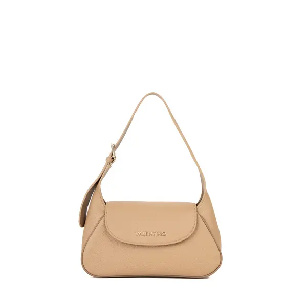 Leather Curved Hobo Bag with Gold Hardware