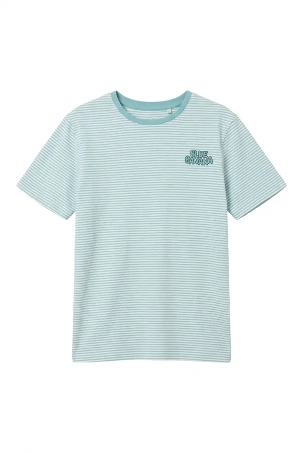 Kids Neutral Striped Crewneck Short Sleeve T-Shirt Image