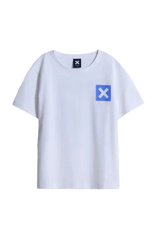 Kids Neutral White Classic 'X' Logo Short Sleeve Cotton T-Shirt Image