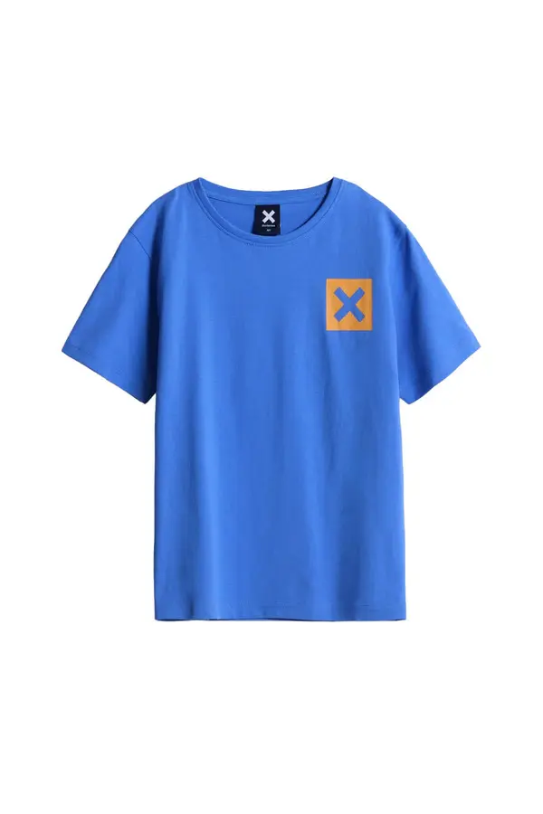 Kids Neutral Blue Classic 'X' Logo Short Sleeve Cotton T-Shirt Image