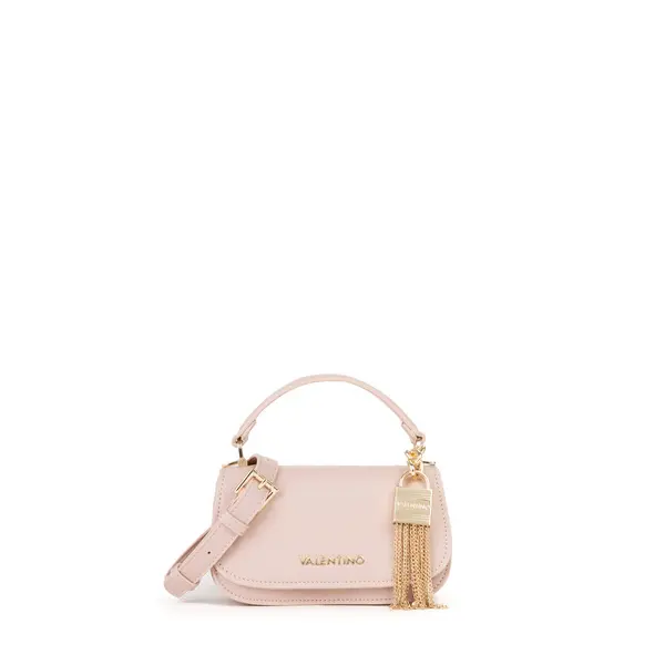 Small Smooth Leather Top Handle Bag with Gold Tassel Charm