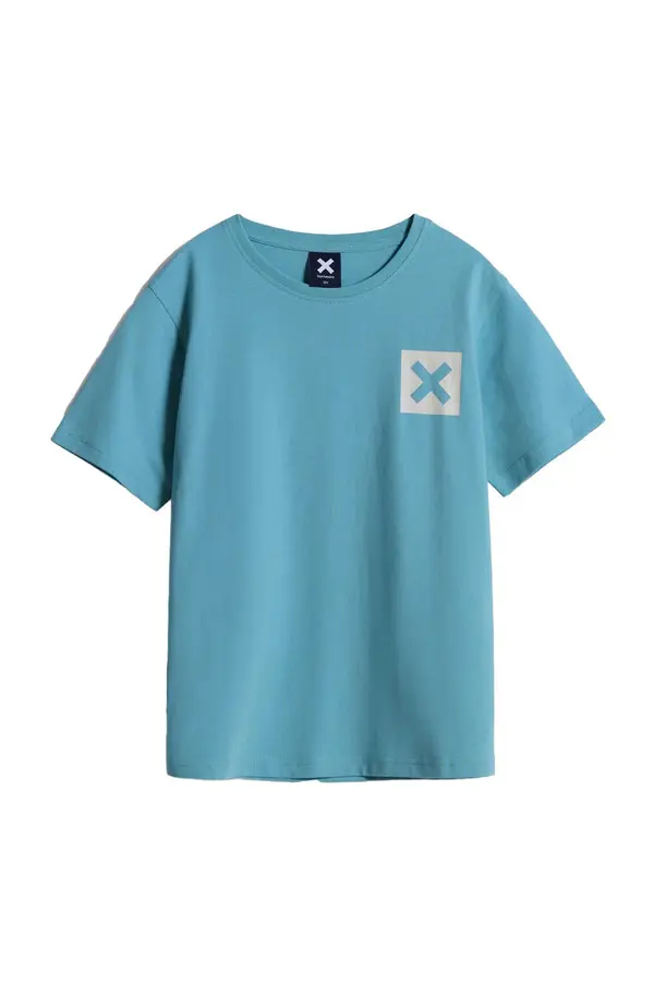Kids Neutral Aqua Classic 'X' Logo Short Sleeve Cotton T-Shirt Image