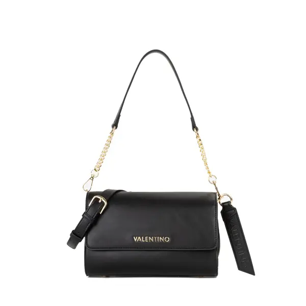 Smooth Flap Shoulder Bag with Gold Chain Strap Image