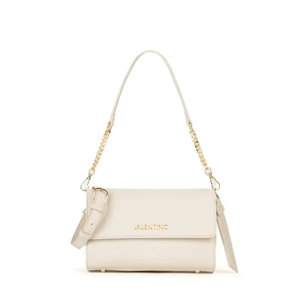 Smooth Flap Shoulder Bag with Gold Chain Strap