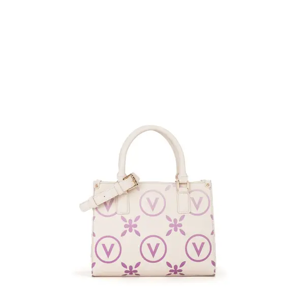 Mini Top Handle Bag with Purple V-Logo and Floral Monogram Print