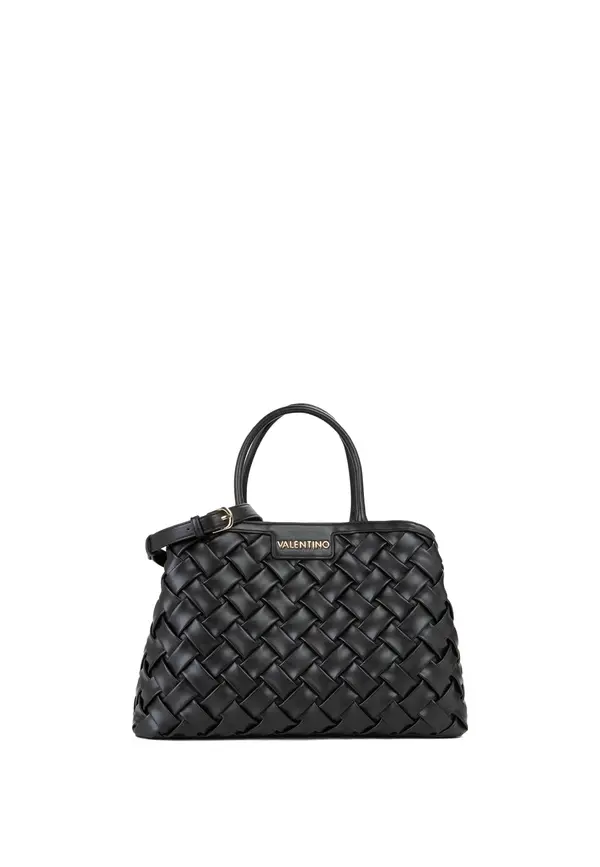 Woven Leather Tote Bag with Double Top Handles Image