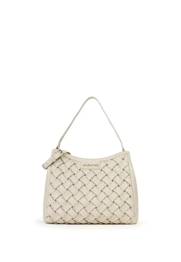 Woven Leather Shoulder Bag with Gold Hardware
