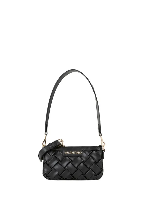 Woven Leather Small Shoulder Bag with Gold Hardware Image