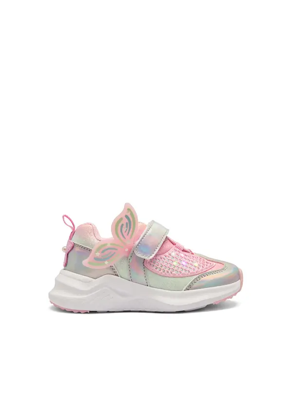Kids Girls Mesh Iridescent Pink Mermaid Light Sneakers  Image