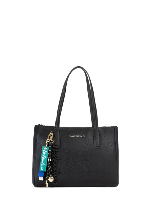 Leather Tote Bag with Charm Details and Gold Hardware Image