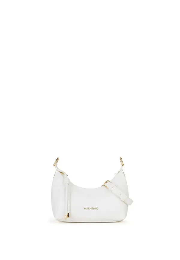 Soft Leather Crescent Shoulder Bag with Knot Detail and Gold Hardware