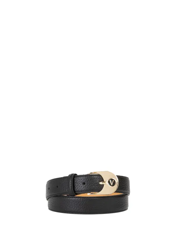 Textured Leather Belt with Enamel V-Logo Image