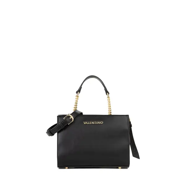 Smooth Top Handle Tote Bag with Gold Chain Details Image