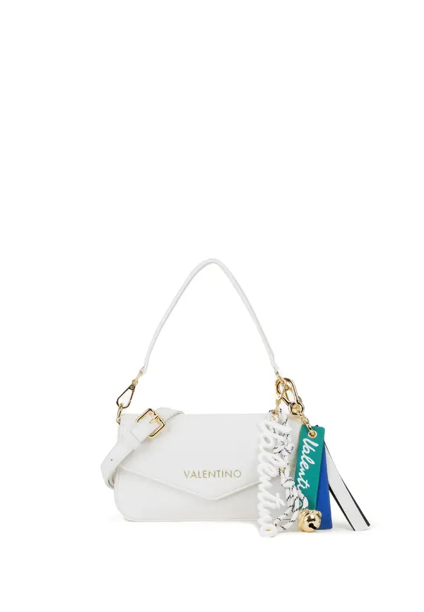 Leather Envelope Flap Baguette Bag with Charm Details and Gold Hardware