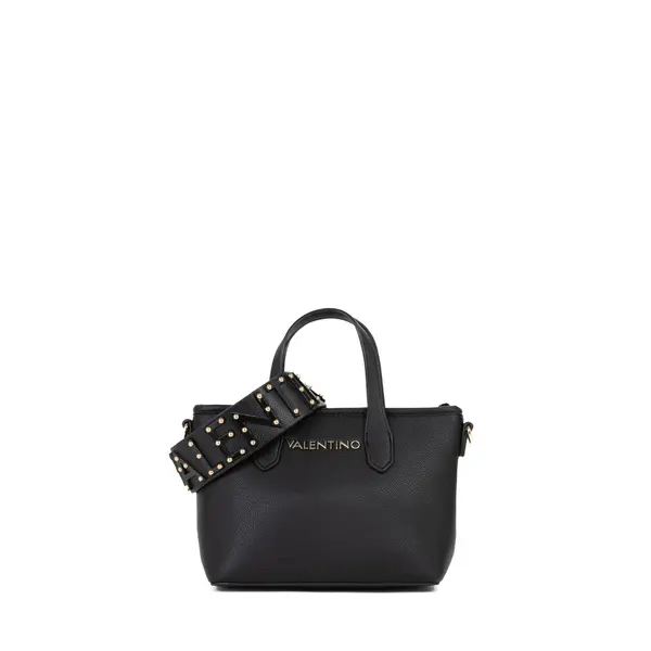 Leather Mini Tote Bag with Logo Webbing Strap and Gold Hardware Image