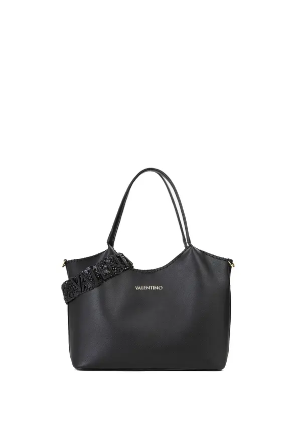 Leather Tote Bag with Whipstitch Trim and Gold Hardware Image