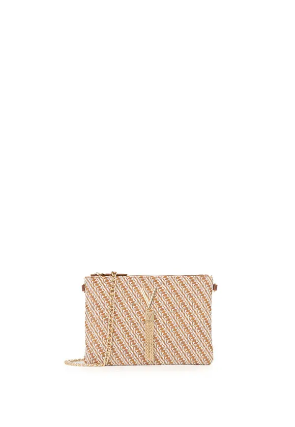 Woven Pattern Wristlet Clutch Bag with Gold Tassel Image