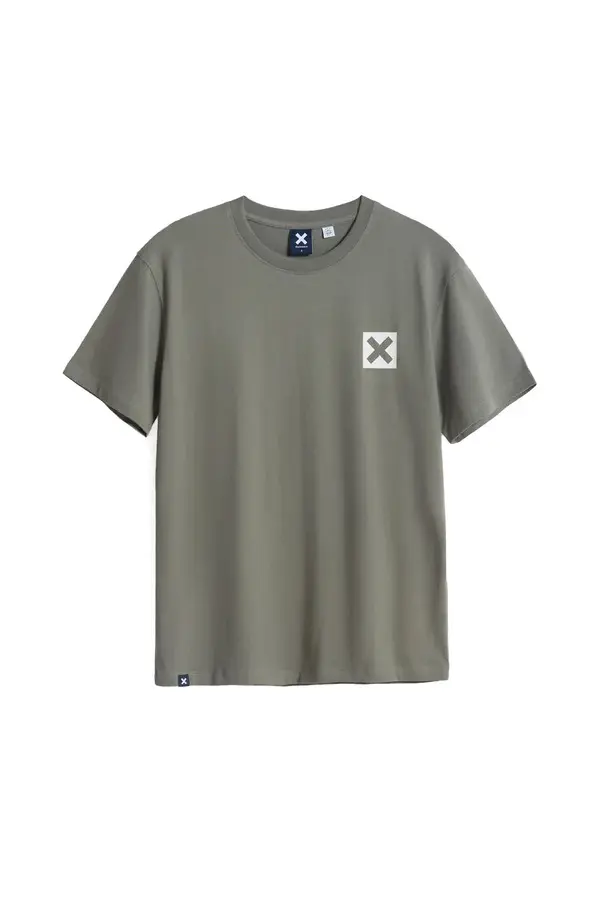 Olive Green "X" Graphic Crewneck Short Sleeve T-shirt