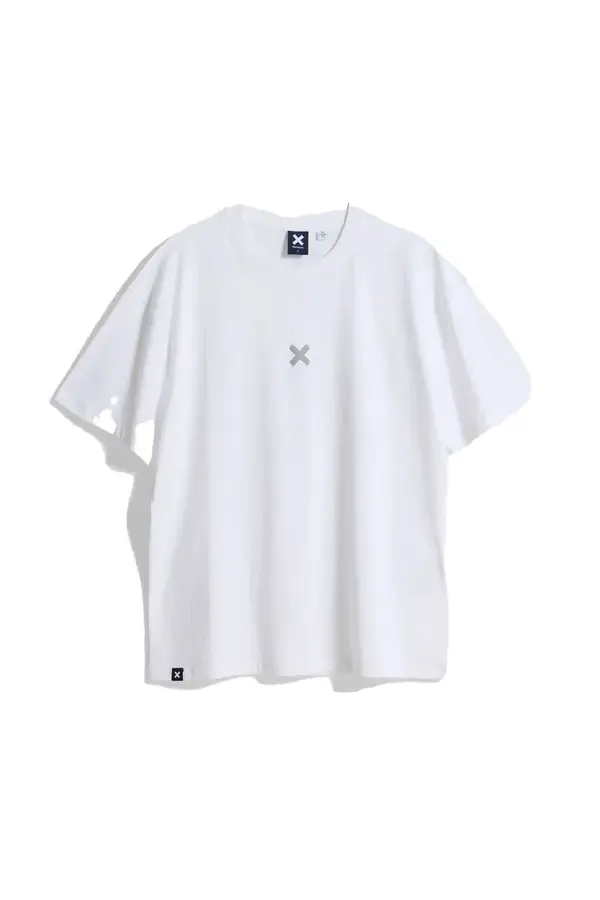 White Bonfire Crewneck Short Sleeve T-shirt with Embroidered Detailing