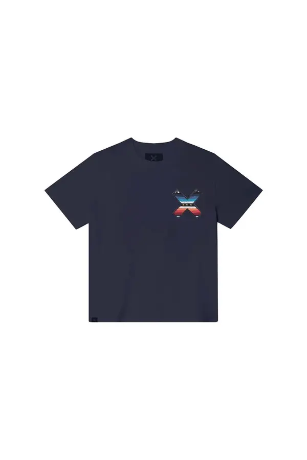 Navy Classic Woven "X" Graphic Crewneck Short Sleeve T-shirt