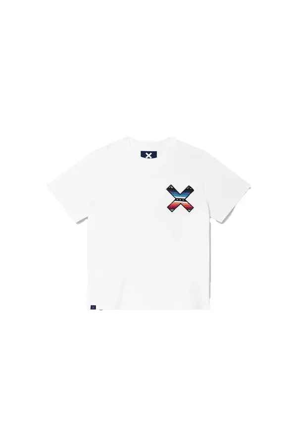 White Classic Woven "X" Graphic Crewneck Short Sleeve T-shirt
