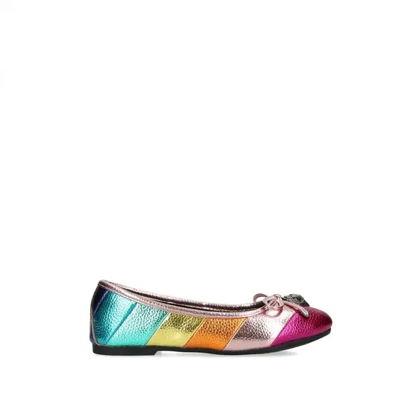 Kids Metallic Rainbow Stripe Mini Eagle Leather Ballerina