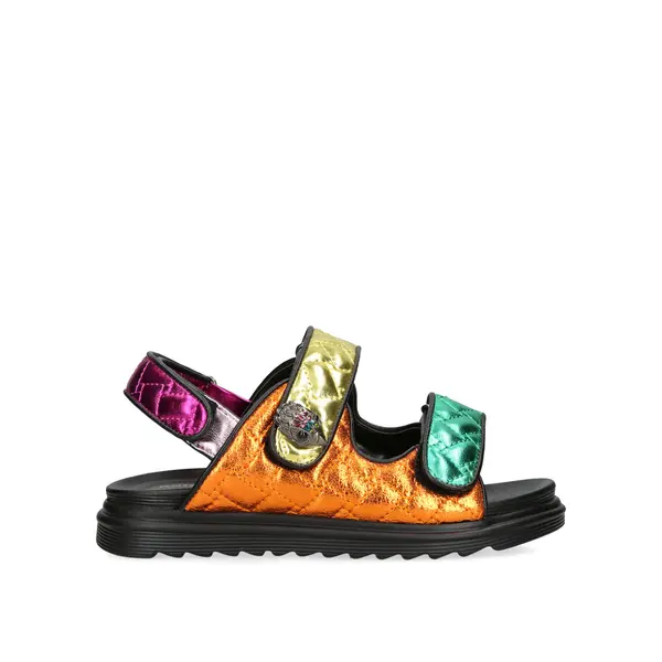 Junior Multi-colour Leather Crinkled Sandals
