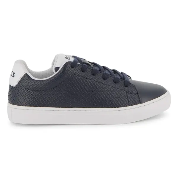 Kids Boys Textured Leather "Tennis" Cupsole Sneakers Image