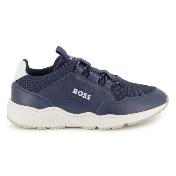 Kids Boys Mesh & Leather Technical Running Sneakers Image
