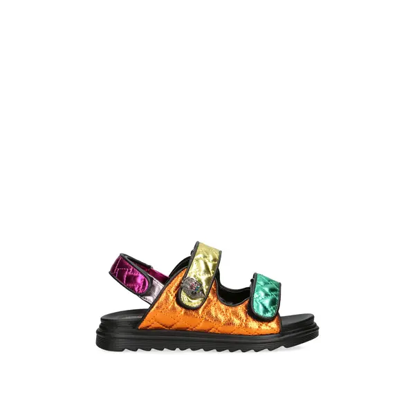 Kids Multi-colour Leather Crinkled Sandals