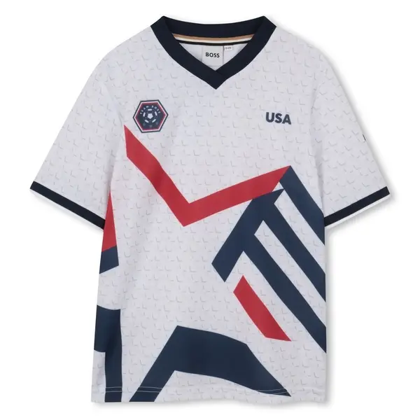 Kids Boys V-neck Graphic Print Short Sleeve T-shirt