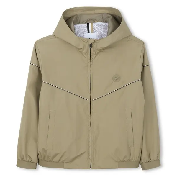 Kids Boys Hooded Panel Fabric Jacket Image
