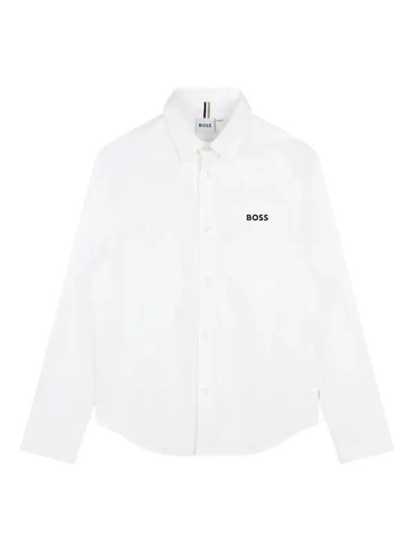 Kids Boys Logo Embroidered Long Sleeve Cotton Shirt Image