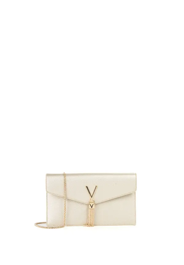 Leather Envelope Clutch with Gold V-Logo Tassel Image