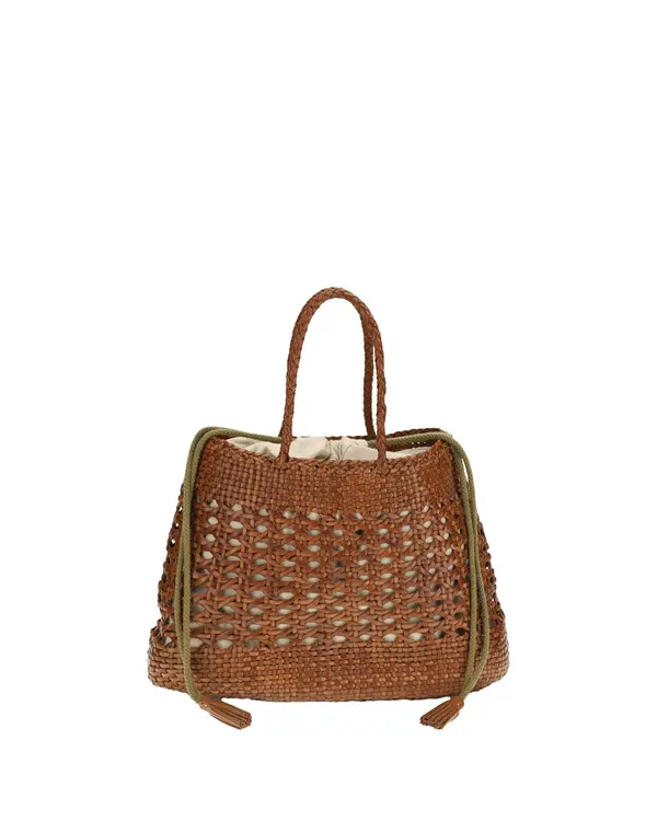Woven Rattan Leather Tote Bag Image