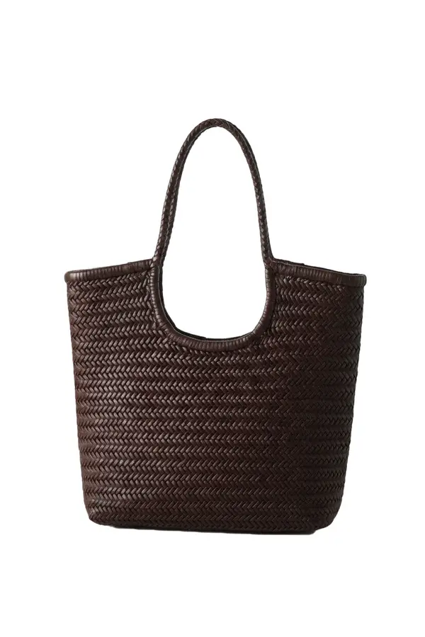 Diagonal Weave Leather Tote Bag Image