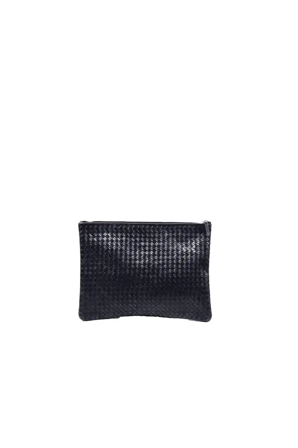 Woven Leather Pouch Bag Image