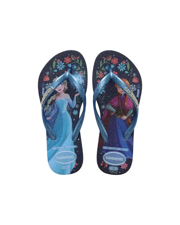 Baby Girl Havaianas x Disney Light Blue Flip-Flop with Anna Graphic Print Image