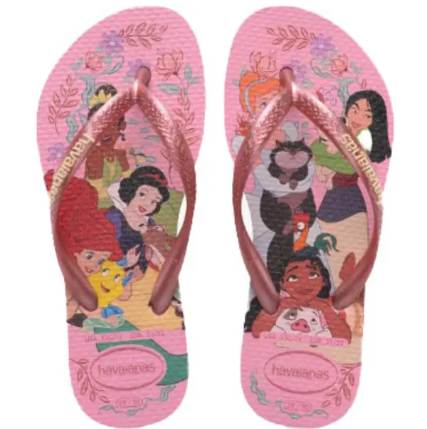 Baby Girl Slim Havaianas x Disney Princesses Multi-Character Pink Flip-Flop Image